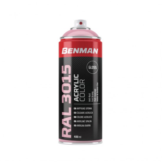 ΣΠΡΕΙ ΑΚΡΥΛΙΚΟ ΧΡΩΜΑΤΟΣ HIGH GLOSS 400ml BENMAN (RAL3015) ΡΟΖ ΑΝΟΙΧΤΟ (28511)