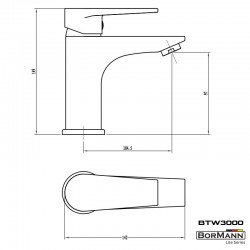BORMANN Elite BTW3000 Μπαταρία Νιπτήρα Avra 35mm Αναμεικτική με Pop Up (026006)