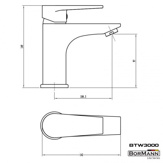 BORMANN Elite BTW3000 Μπαταρία Νιπτήρα Avra 35mm Αναμεικτική με Pop Up (026006)