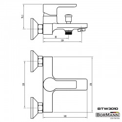 BORMANN Elite BTW3010 Μπαταρία Μπάνιου "Avra" 35mm Αναμεικτική Με Σετ Ντους 1000G (026013)