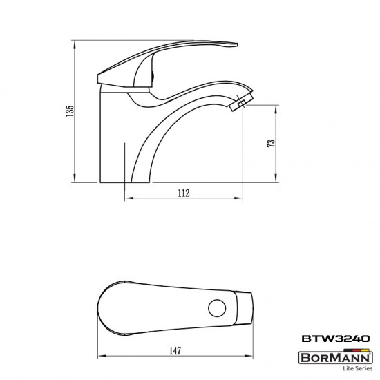 BORMANN Elite BTW3240 Μπαταρία Νιπτήρα "Sonia" 40mm,Αναμεικτική με Pop Up,800g (026501)