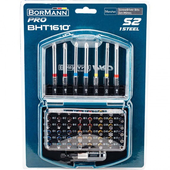 BORMANN Pro BHT1610 Σετ Μύτες & Αντάπτορας,ΑτσάλιS2, 56τεμ (035480)
