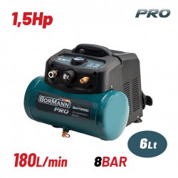 BORMANN Pro BAT5100 Αεροσυμπιεστής Oil-Less 1.5Hp/6Lt (035541)