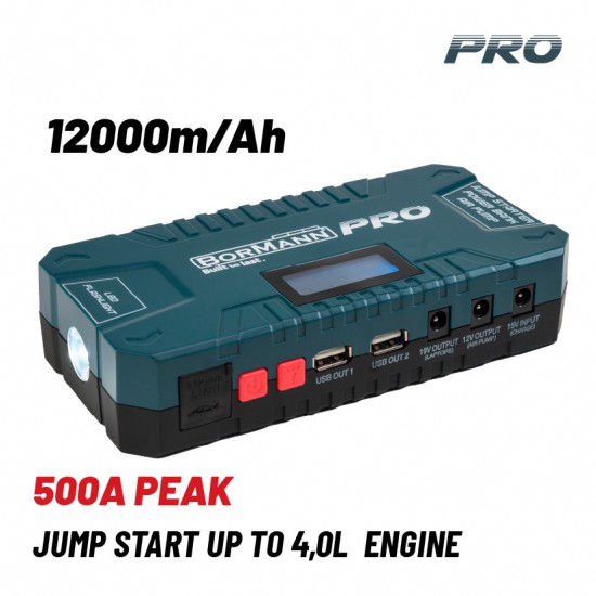 BORMANN Pro BBC8520 Εκκινητής & PowerBank 12000Mah/500Α (037309)