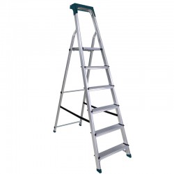 BORMANN Pro BHL9010 Σκάλα Αλουμινίου 5+1 Σκαλιά, Με Θήκη Εργαλείων (044772)