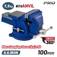 BORMANN Pro BBV3005 Μέγγενη Άθραυστη Περιστρεφόμενη Με Αμόνι, 100mm, 7.2KG, S.G IRON (049272)