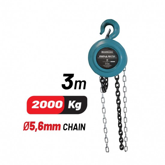 BORMANN BPA9231 Παλάγκο Αλυσίδας 2T, 3M, Διάμετρος Αλυσίδας 5.6mm (049333)