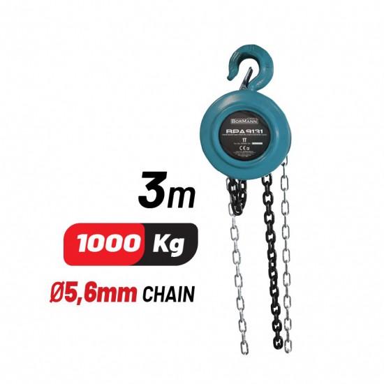 BORMANN BPA9131 Παλάγκο Αλυσίδας 1T, 3M, Διάμετρος Αλυσίδας 5.6mm (049340)