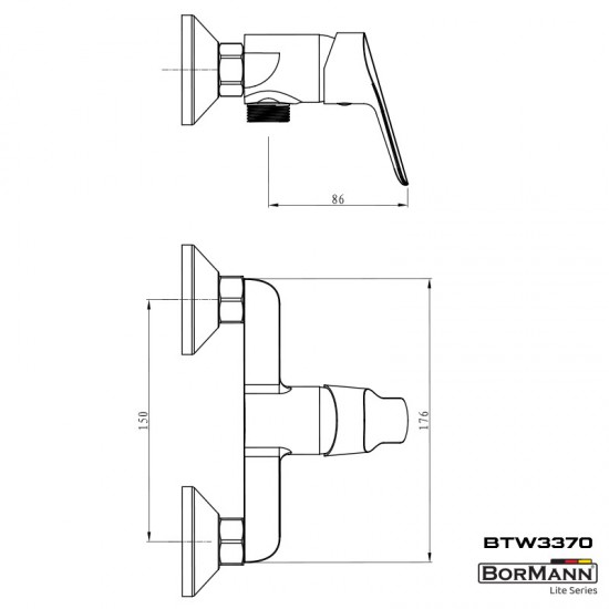 BORMANN Elite BTW3370 Μπαταρία Μπάνιου Spring, 35mm, Αναμεικτική, 610G Με Σετ Ντους (049654)
