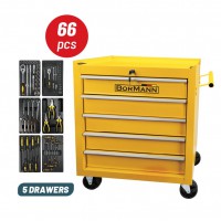 BORMANN BWR7100SET Εργαλειοφορέας 5 Συρτάρια Σετ 66 Εργαλεία Με Στοπ, Μ64xΠ36xΥ62cm (053712)