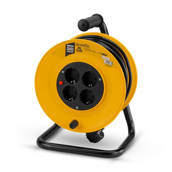 BORMANN BCR2225 Μπαλαντέζα Καρούλι Με Προστασία Υπερθέρμανσης 25m 3X1.5mm, 4 Πρίζες (054047)