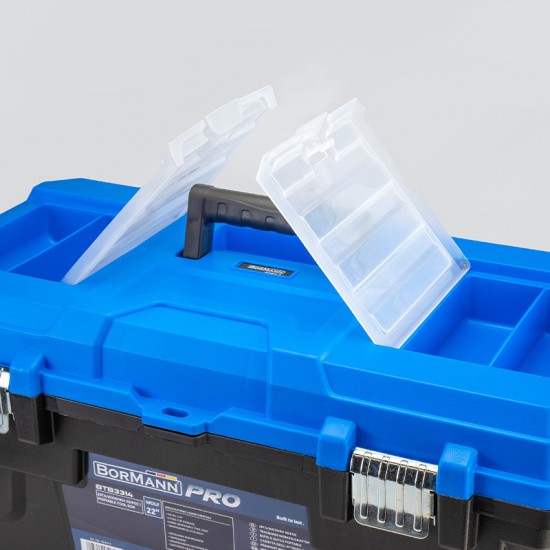 BORMANN Pro BTB3314 Εργαλειοθήκη Χειρός Πλαστική "Wolf", Μεταλλικά Κουμπώματα & Ταμπακέρα (054313)