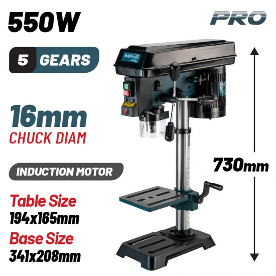 BORMANN Pro BKD1655 Κολωνάτο Δράπανο Με Λέιζερ, 16mm, 550W, H:730mm (059370)