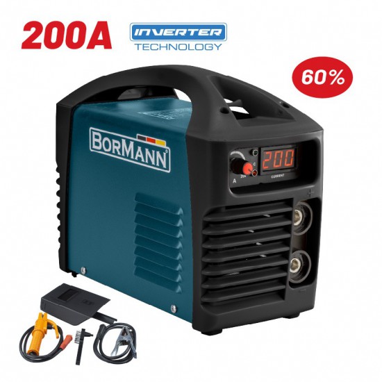 BORMANN BIW2010 Ηλεκτροκόλληση Inverter 200A,Απόδοση 200Α/60%,Ψηφ.Οθόνης,Μεγ.Ηλεκτρόδιο 4mm (060437)