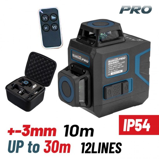 BORMANN Pro BDM6900 Αλφάδι Αυτορυθμιζόμενο Γραμμικό Laser, Πράσινης Δέσμης,3*360°,12 Γραμμές (062264)