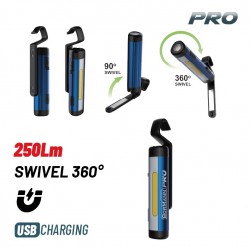 BORMANN Pro BPR6023 Φακός/Λάμπα Εργασίας Επαναφορτιζόμενος LED 250Lm, 360° Περιστροφή Κεφάλης (063384)