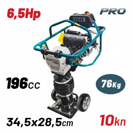 BORMANN Pro BTC5100 Συμπιεστής Εδάφους Κατακόρυφος Βενζινοκίνητος 6,5Hp, 196cc, Δύναμη Δόνησης 10Kn,76k (065357)