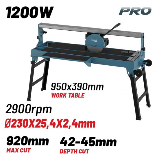 BORMANN Pro BTC3300 Κόφτης Πλακιδίων 1200W Υγράς Κοπής Φ230x25.4x2,4mm, Κοπή 920mm (065449)