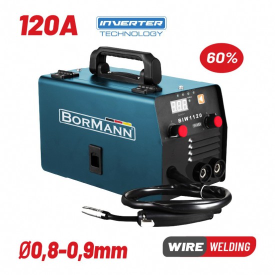 BORMANN Pro BIW1120 Ηλεκτροκόλληση MIG/MMA 120A,60% ,No Gas,450gr,Κουλούρα (0,8-0,9mm) (071433)