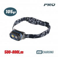 BORMANN Pro BPR6032 Φακός Κεφαλής Επαναφορτιζόμενος Διπλής Λειτουργίας, 800Lm, Αδιάβροχος (072324)