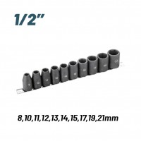 BORMANN Pro BHT7703 Σετ Καρυδάκια Αέρος 1/2'' , 8,10,11,1213,14,15,17,19,21mm, 10τεμ (075158)
