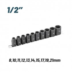 BORMANN Pro BHT7703 Σετ Καρυδάκια Αέρος 1/2'' , 8,10,11,1213,14,15,17,19,21mm, 10τεμ (075158)