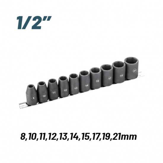 BORMANN Pro BHT7703 Σετ Καρυδάκια Αέρος 1/2'' , 8,10,11,1213,14,15,17,19,21mm, 10τεμ (075158)