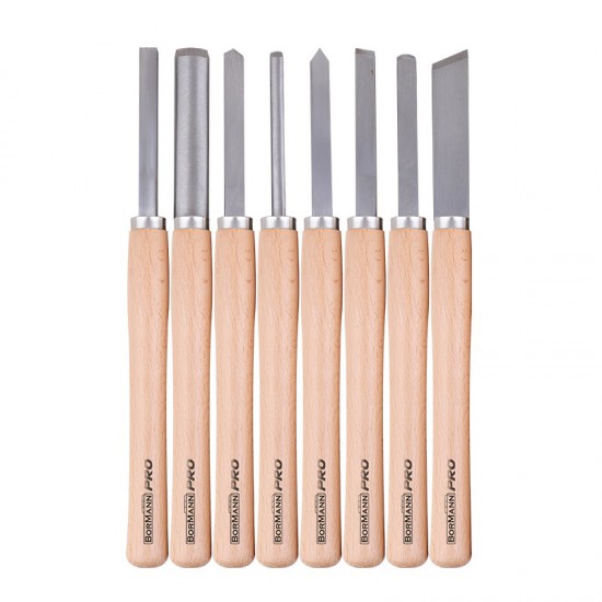 BORMANN Pro BHT7849 Σετ Σκαρπέλα με Ξύλινη Βάση (Ξυλογλυπτικής) 8 τμχ (075301)