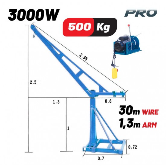 BORMANN Pro BPA6100 Ηλεκτρικό Παλάγκο (Γερανάκι) με Βάση,500kg,με Θερμικό Διακόπτη (077343)
