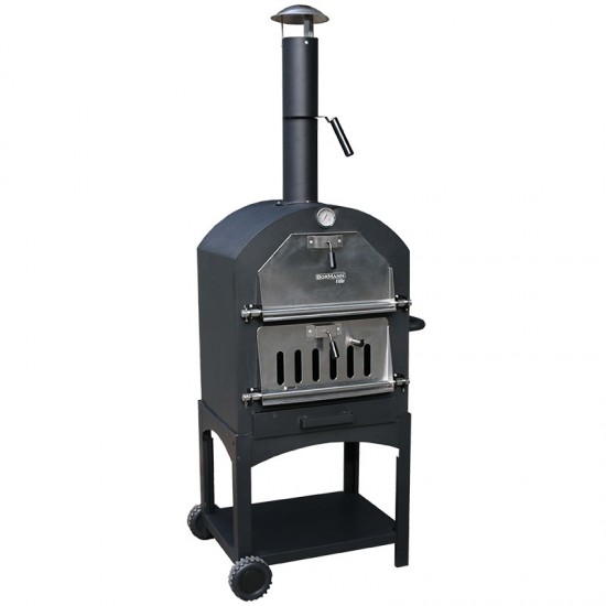 BORMANN Elite BBQ1960 Παραδοσιακός Ξυλόφουρνος/Φούρνος Πίτσας 34.5x50cm,με Ρόδες & Αποθηκευτικό Χώρο (079989)