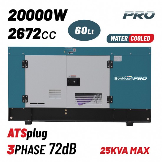 BORMANN Pro BGB9950 Γεννήτρια Πετρελαίου Υδρόψυκτη 18000W,25Kva,2672cc,Κλειστού Τύπου, Τριφασική (080770)