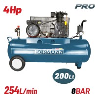 BORMANN BAT5018 Αεροσυμπιεστής Ιμάντα 4hp/200Lt 254Lt/min (082958)
