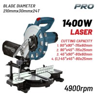 BORMANN Pro BDX2135 Φαλτσοπρίονο Φ210x30mm 24T,1400W,4900rpm,LASER (083894)