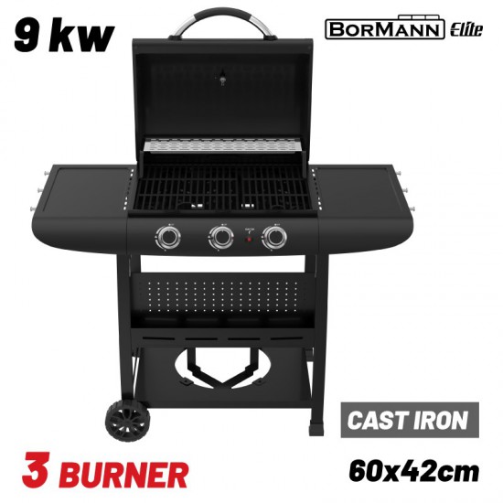 BORMANN Elite BBQ6030 Ψησταριά Υγραερίου FORGE 3 Εστιών με Μαντεμένια Σχάρα (084167)
