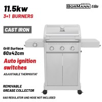BORMANN Elite BBQ7031 Ψησταριά Υγραερίου LEGEND 3+1 Εστιών με Μαντεμένια Σχάρα LUXURY TYPE (084211)