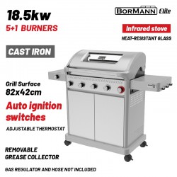 BORMANN Elite BBQ7051 Ψησταριά Υγραερίου LEGENd 5+1 Εστιών με Μαντεμένια Σχάρα LUXURY TYPE (084235)