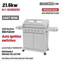 BORMANN Elite BBQ7061 Ψησταριά Υγραερίου LEGEND 6+1 Εστιών με Μαντεμένια Σχάρα LUXURY TYPE (084242)
