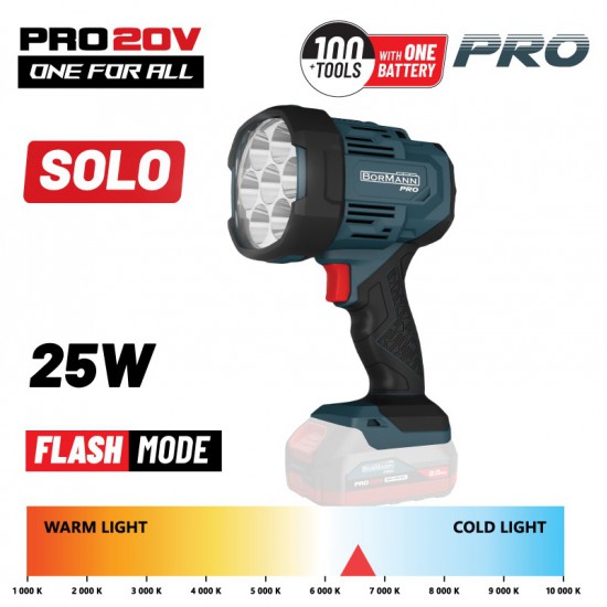 BORMANN Pro BBP3905 Φακός Προβολέας Μπαταρίας 20V, 1000/2500Lm, SOLO (084709)