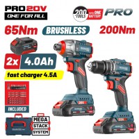 BORMANN Pro BBP5431X44T2CA Σετ Compact Brushless Κρουστικό Δραπαν/βιδο & Παλμικό Κατσαβίδι Bruhless (084839)