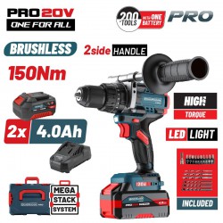 ΒΟRMANN Pro BBP5406X44CA Δραπανοκατσάβιδο Κρουστικό,Compact,Brushless Μπαταρίας 20V,Li-Ion,2x4Ah (085072)