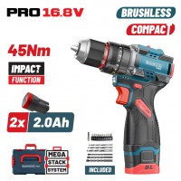 BORMANN Pro BBP1645X22CA Δραπανοκατσάβιδο Κρουστικό Compact,Brushless Mπαταρίας 2x2Ah,45Nm (085102)