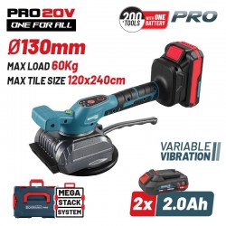 BORMANN Pro BBP5426X22C Βεντούζα-Δονητής Πλακιδίων 20V,Li-Ion,2x2Ah,130mm,60kg,3500-8000rpm (085157)