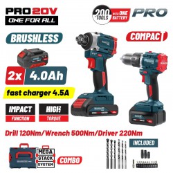BORMANN Pro BBP5465X44T2CA Σετ Compact Brushless Κρουστικό Δραπανοκατσάβιδο & Μπουλονόκλειδο 2σε1 (085263)