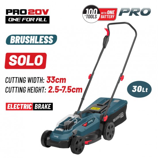 BORMANN Pro BBP4170 Μηχανή Γκαζόν Μπαταρίας Brushless 20V,Li-Ion,Κοπή 33cm,SOLO (085423)