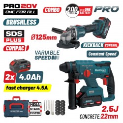 BORMANN Pro BBP5303X44Τ2CA Σετ Πνευματικό Brushless Σκαπτικό Μπαταρίας 20V & Γωνιακός Τροχός (085515)