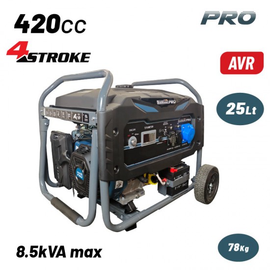 BORMANN Pro BGB8010 Γεννήτρια Βενζίνης Συνεχ. Απόδοση 6000W,420cc,Mίζα και Μπαταρία AVR,Τροχοί (085553)