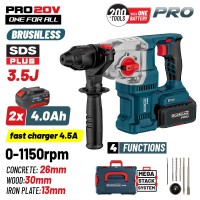 BORMANN Pro BBP5316X44CA Πνευματικό Σκαπτικό Μπαταρίας SDS-PLUS Brushless 20V, 2x4.0Ah,3.5J (085584)
