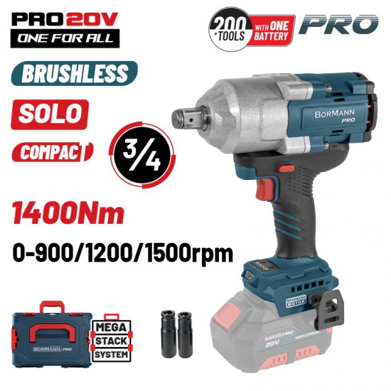 BORMANN Pro BBP5391CA Μπουλονόκλειδο Brushless Mπαταρίας 20V,Li-Ion,1400Nm,0-900/1200/1500rpm,SOLO (085638)