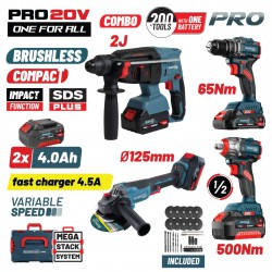 BORMANN Pro BBP5438X44T4CA Σετ Brushless Μπαταρίας,Δραπαν/βιδο,Γωνιακός Τροχός,Πνευματικό & Μπουλ/δο (085751)