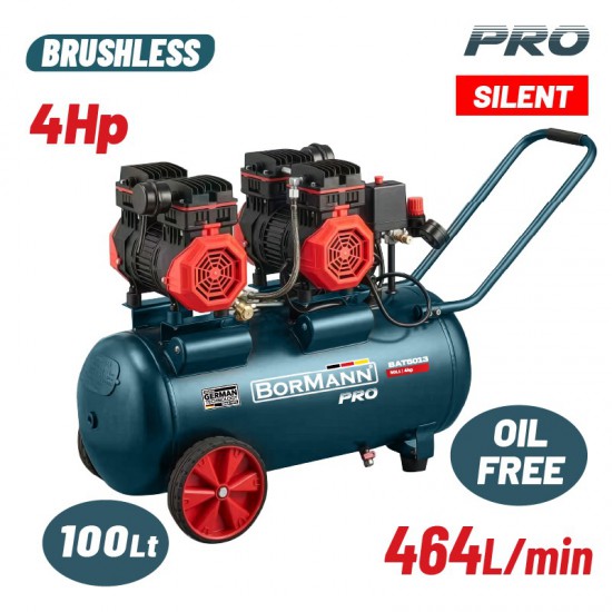 BORMANN BAT5017 Αεροσυμπιεστής Μονομπλόκ, Oil free, Silent, 4Hp/100L/464L/min (085973)